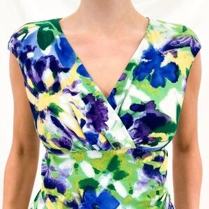 NWOT Ralph Lauren Floral Print Midi Sheath Empire Jersey Dress Size 10 Bodycon